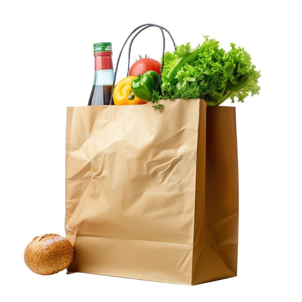vegetables in a brown paper bag isolated on transparent background png