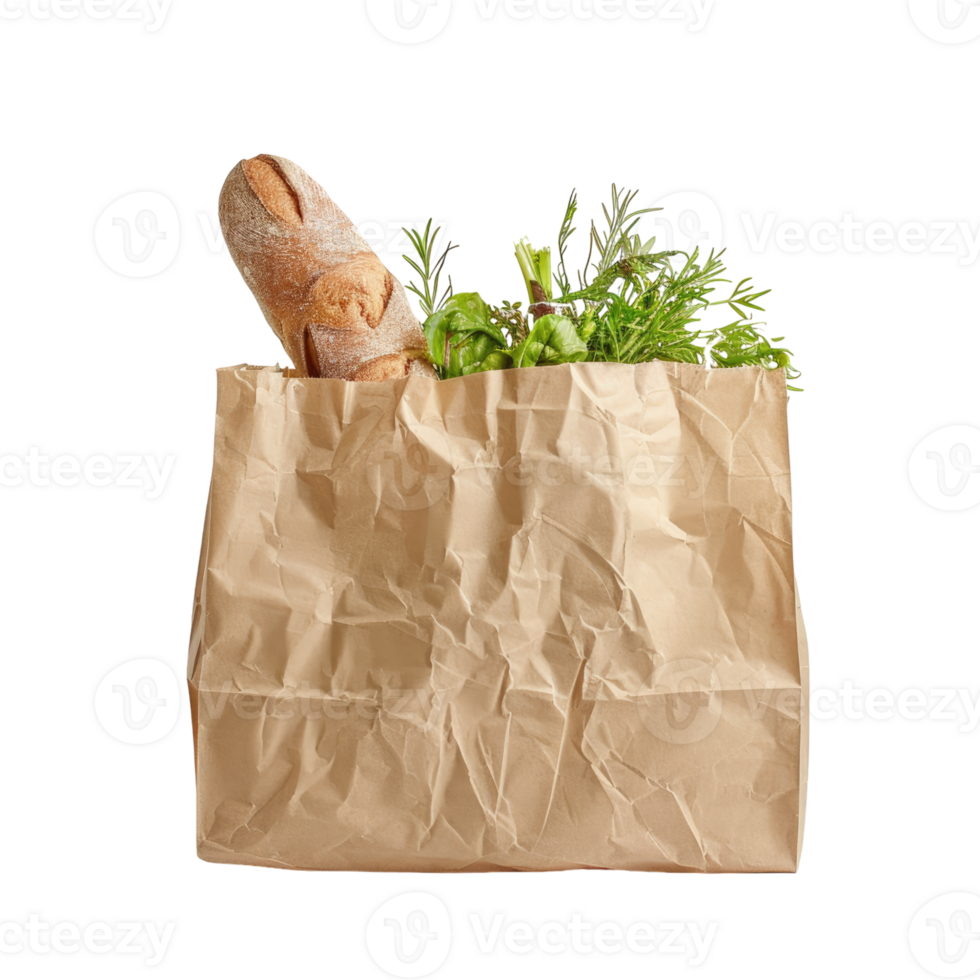 vegetables in a brown paper bag isolated on transparent background png