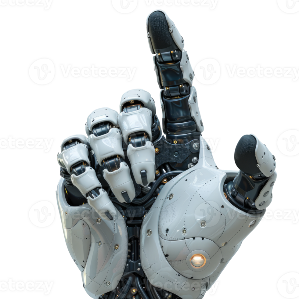 Extended robot hand isolated on transparent background png