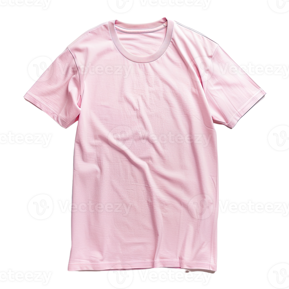 Plain Pink T-shirt Template. Blank T-shirt Mockup isolated on transparent background png