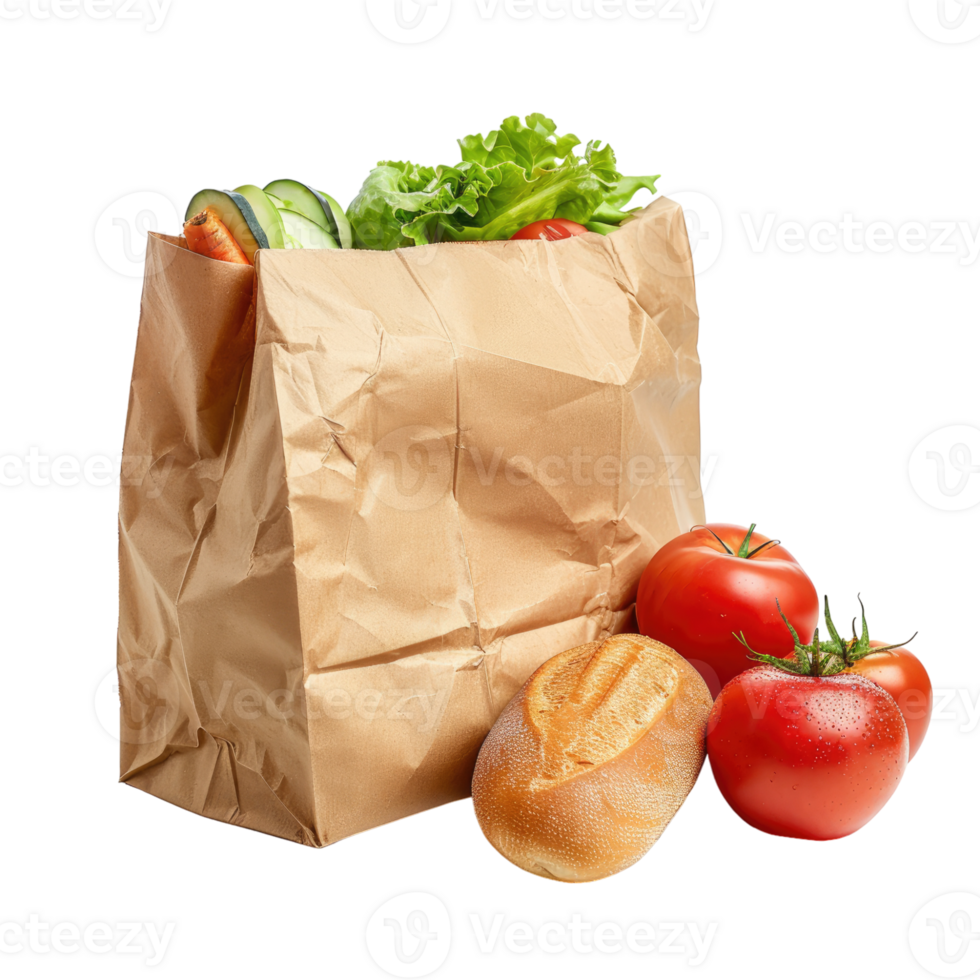 vegetables in a brown paper bag isolated on transparent background png