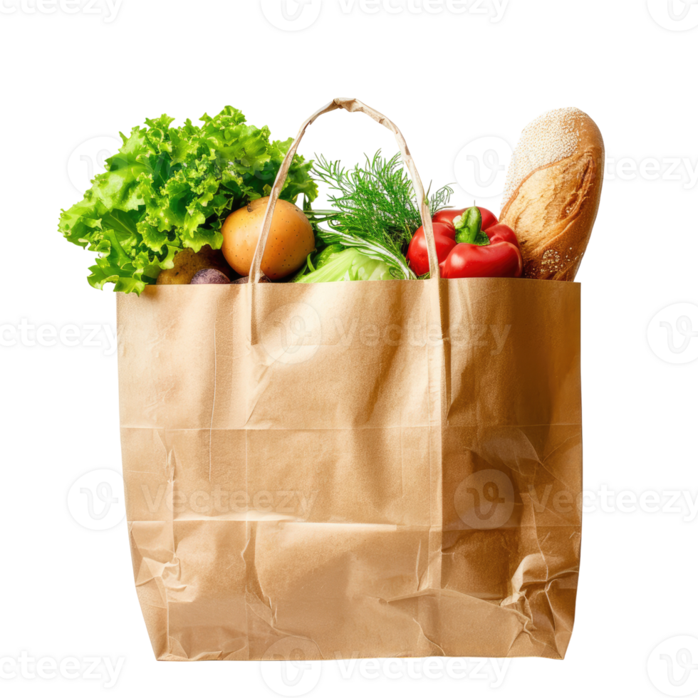 vegetables in a brown paper bag isolated on transparent background png