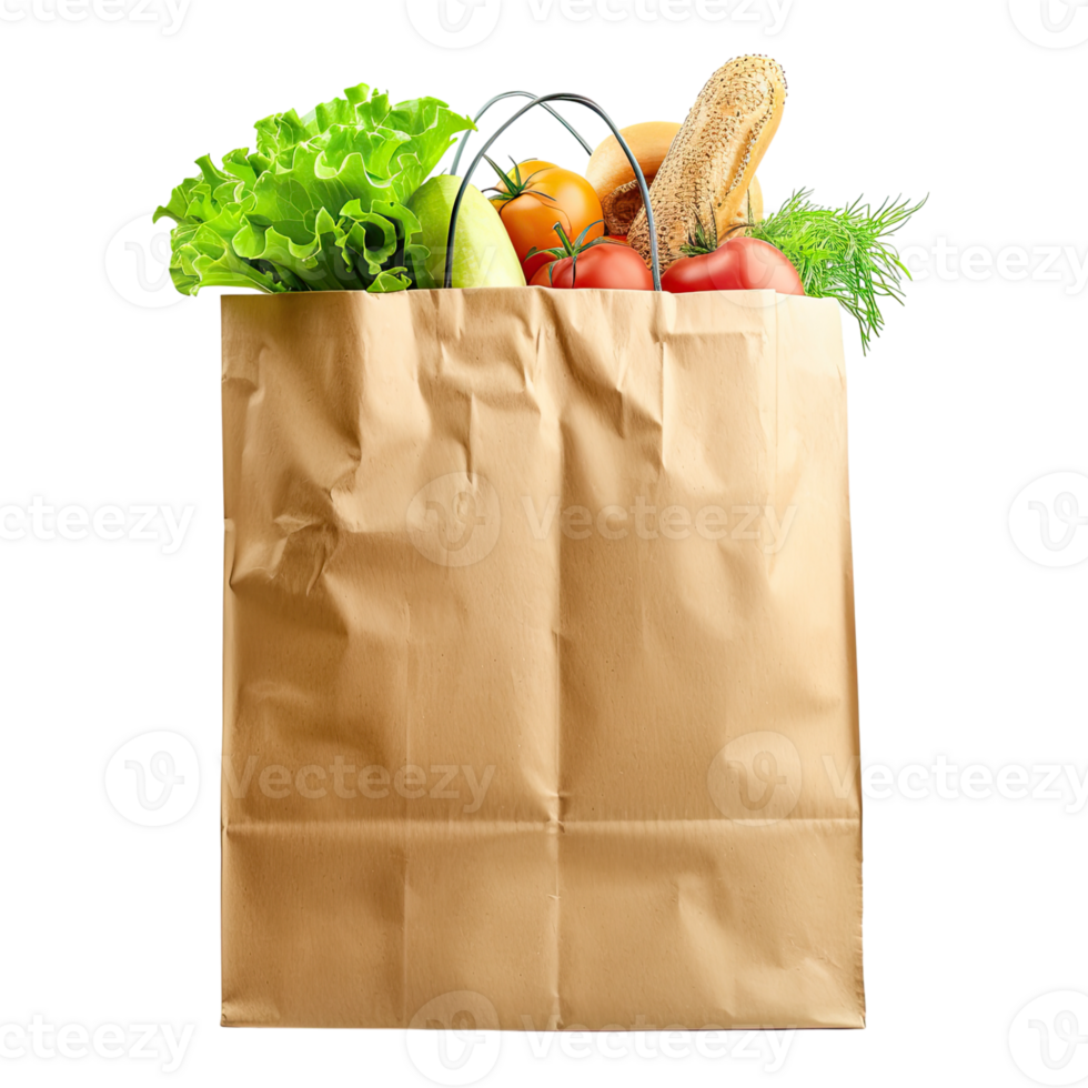 vegetables in a brown paper bag isolated on transparent background png