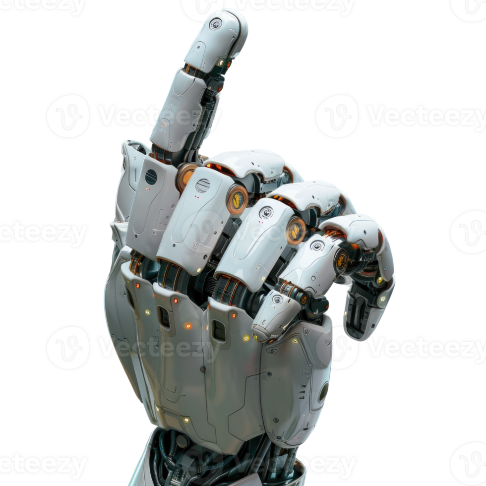 Extended robot hand isolated on transparent background png