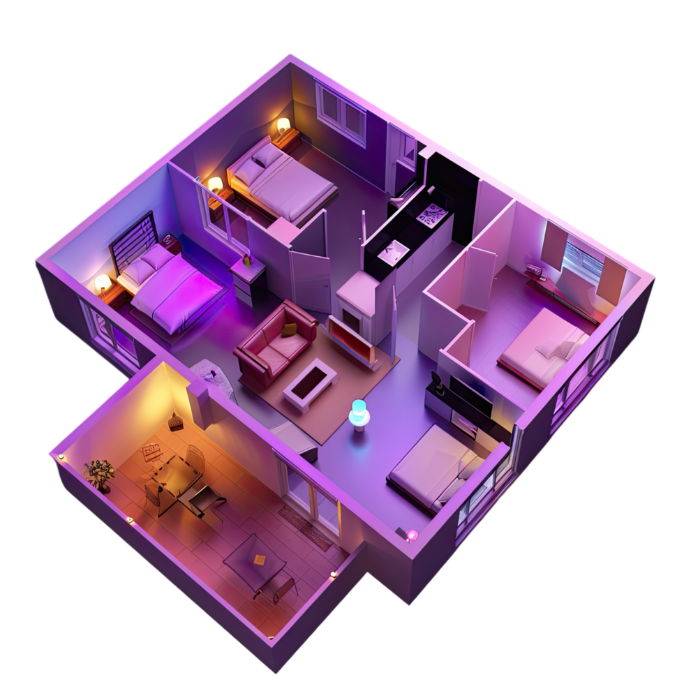 3d Building Floor Plan isolated on transparent background png