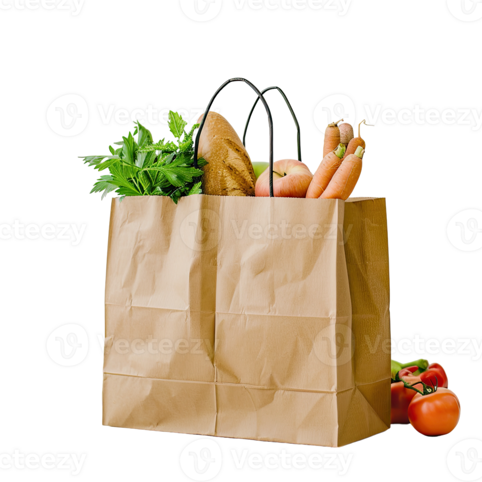 vegetables in a brown paper bag isolated on transparent background png