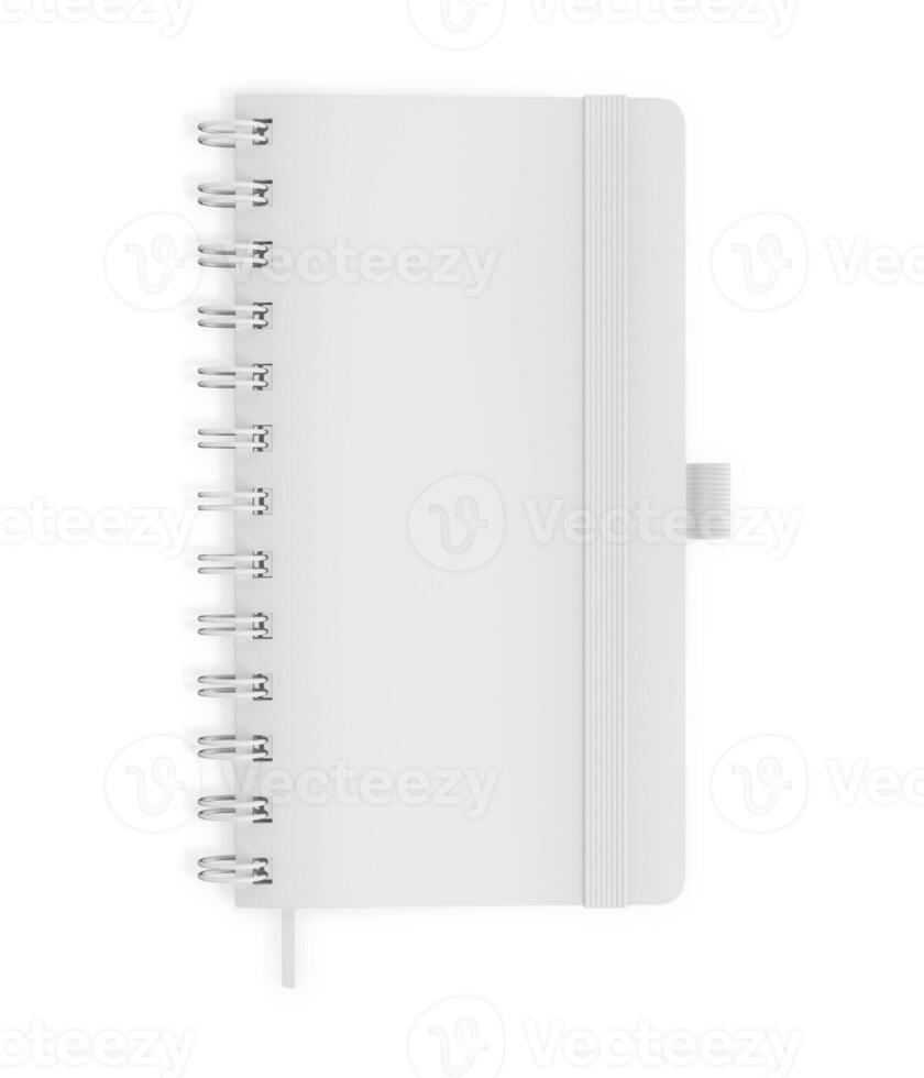 notebook top view on white background photo