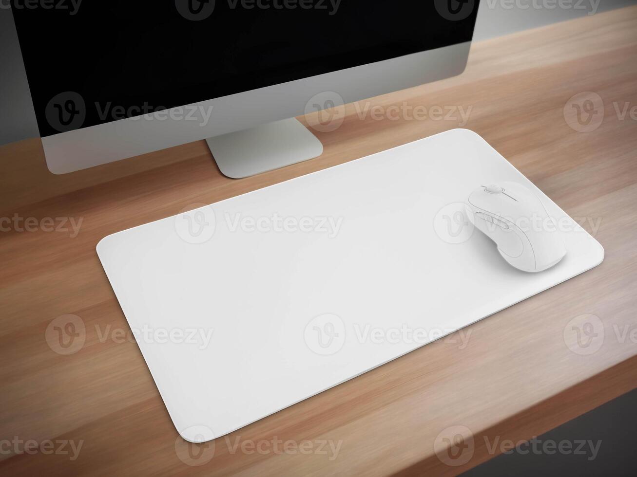 Mouse Pad on wooden table photo