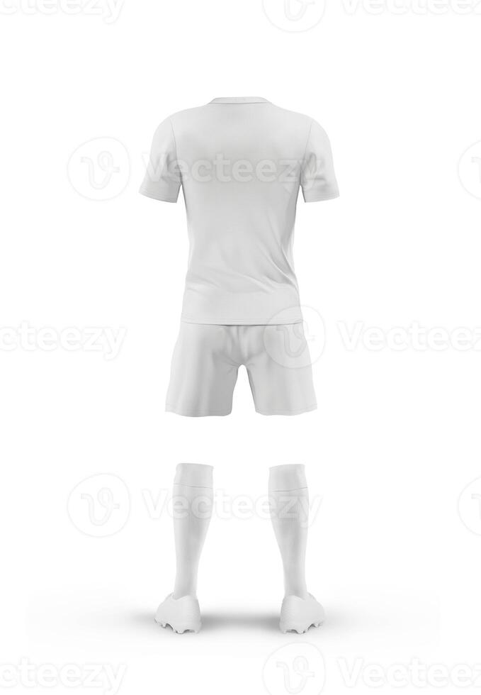 Uniform Soccer player back view on white background photo