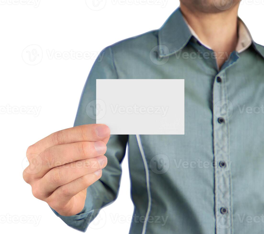 Business Card in Man on white background photo