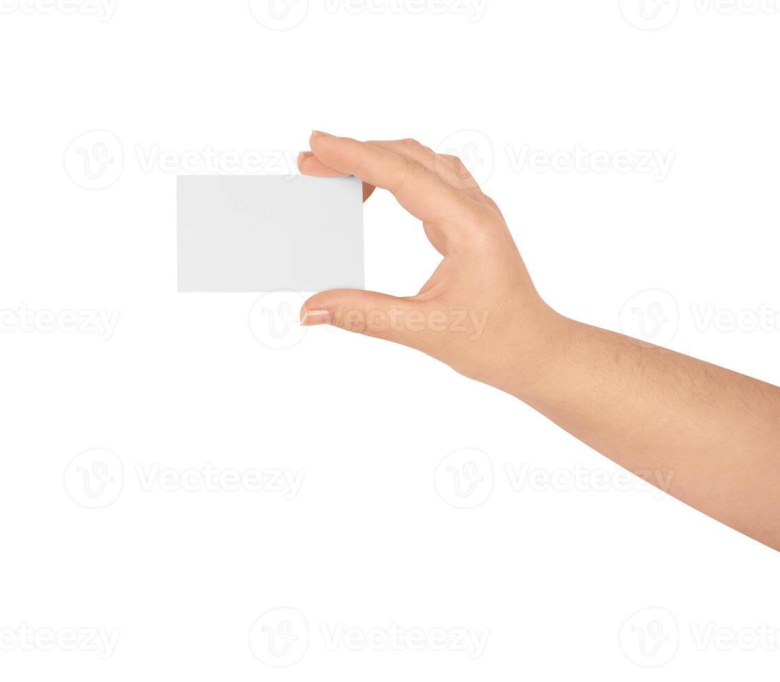 Business Card in Woman Hand photo