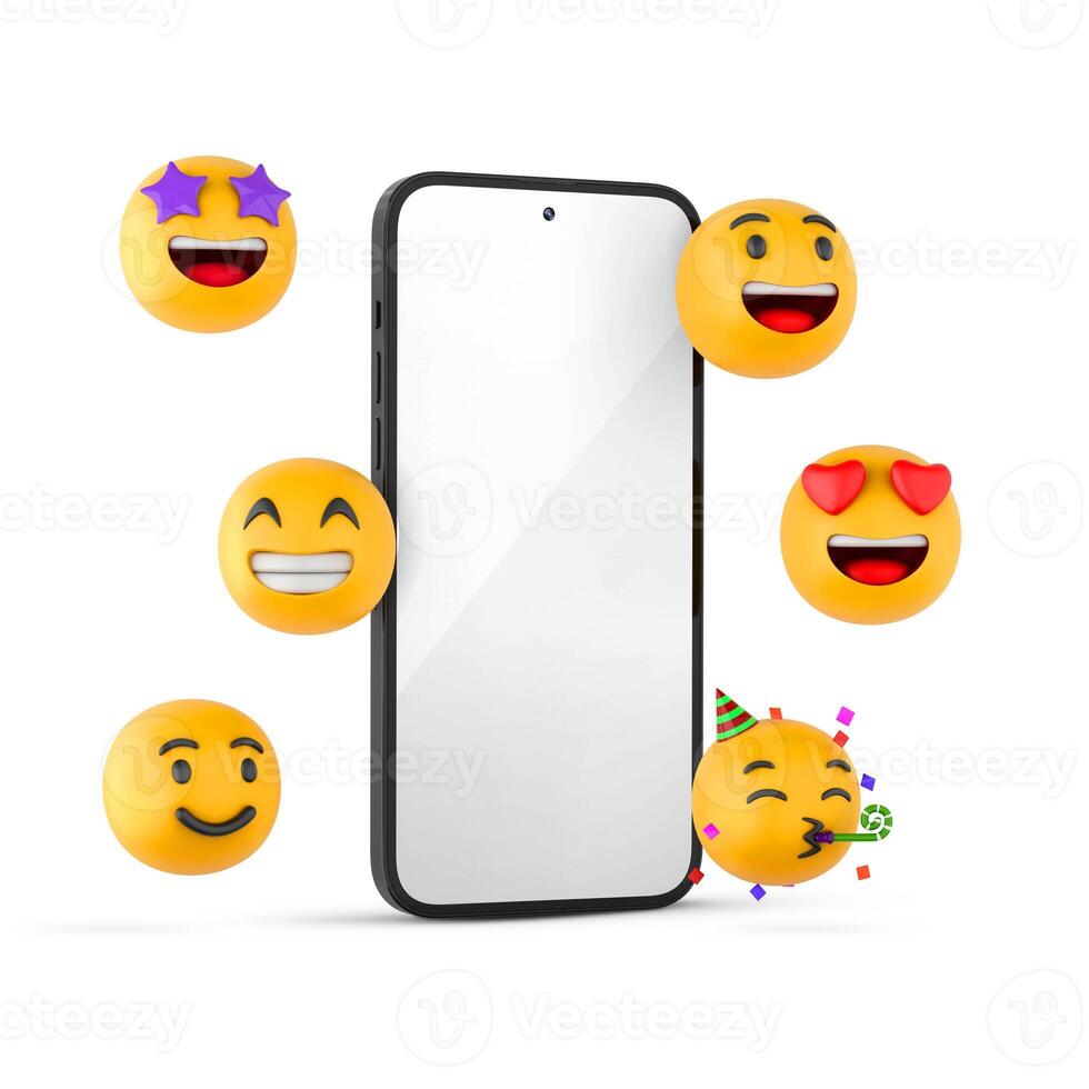 teléfono emoji en blanco antecedentes foto