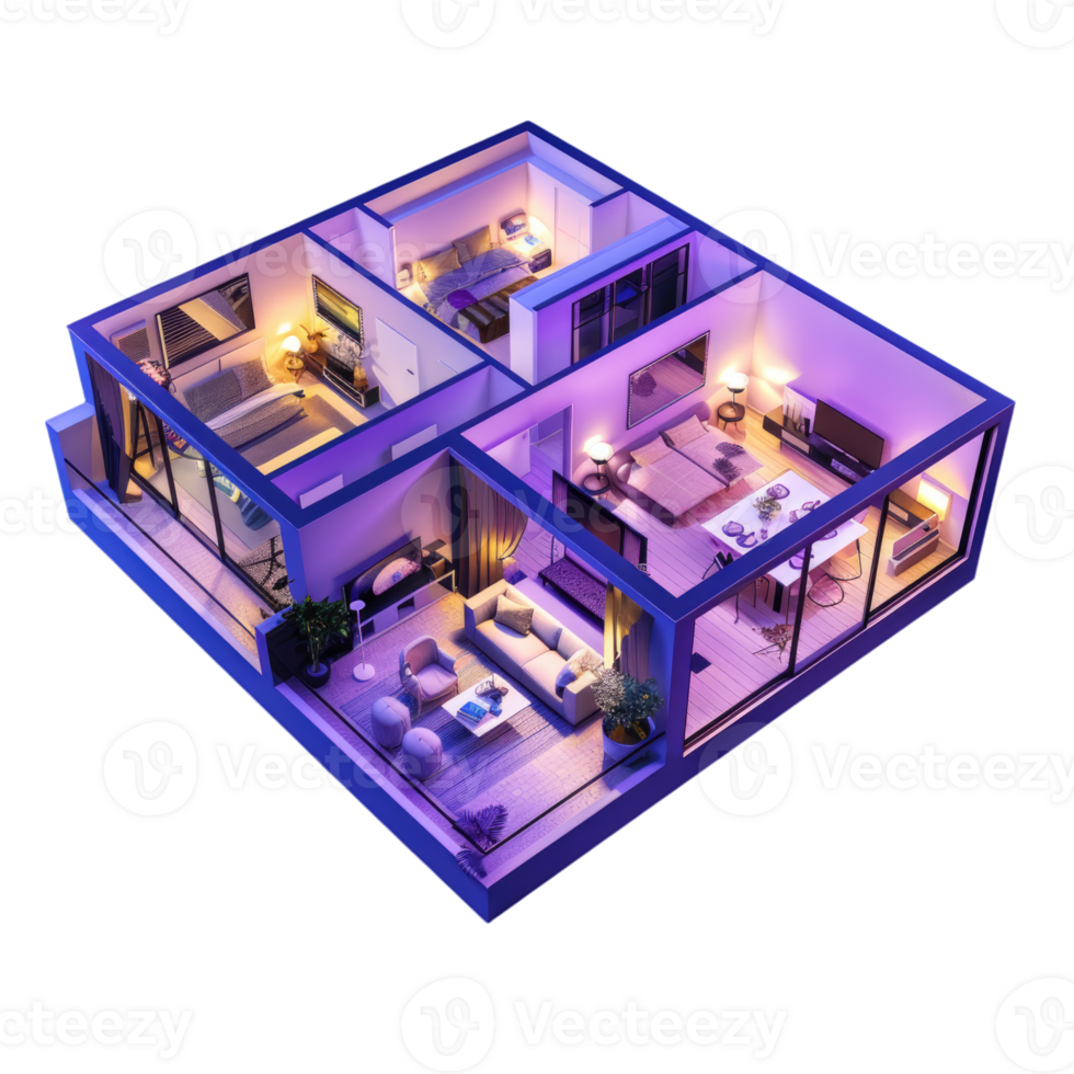 3d Building Floor Plan isolated on transparent background png
