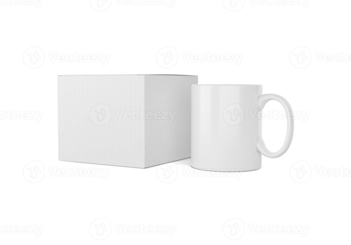 mug and box on white background photo