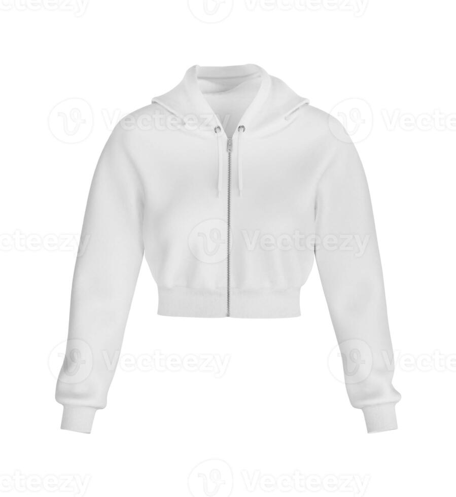 Women's Short Hoodie front view on white background photo
