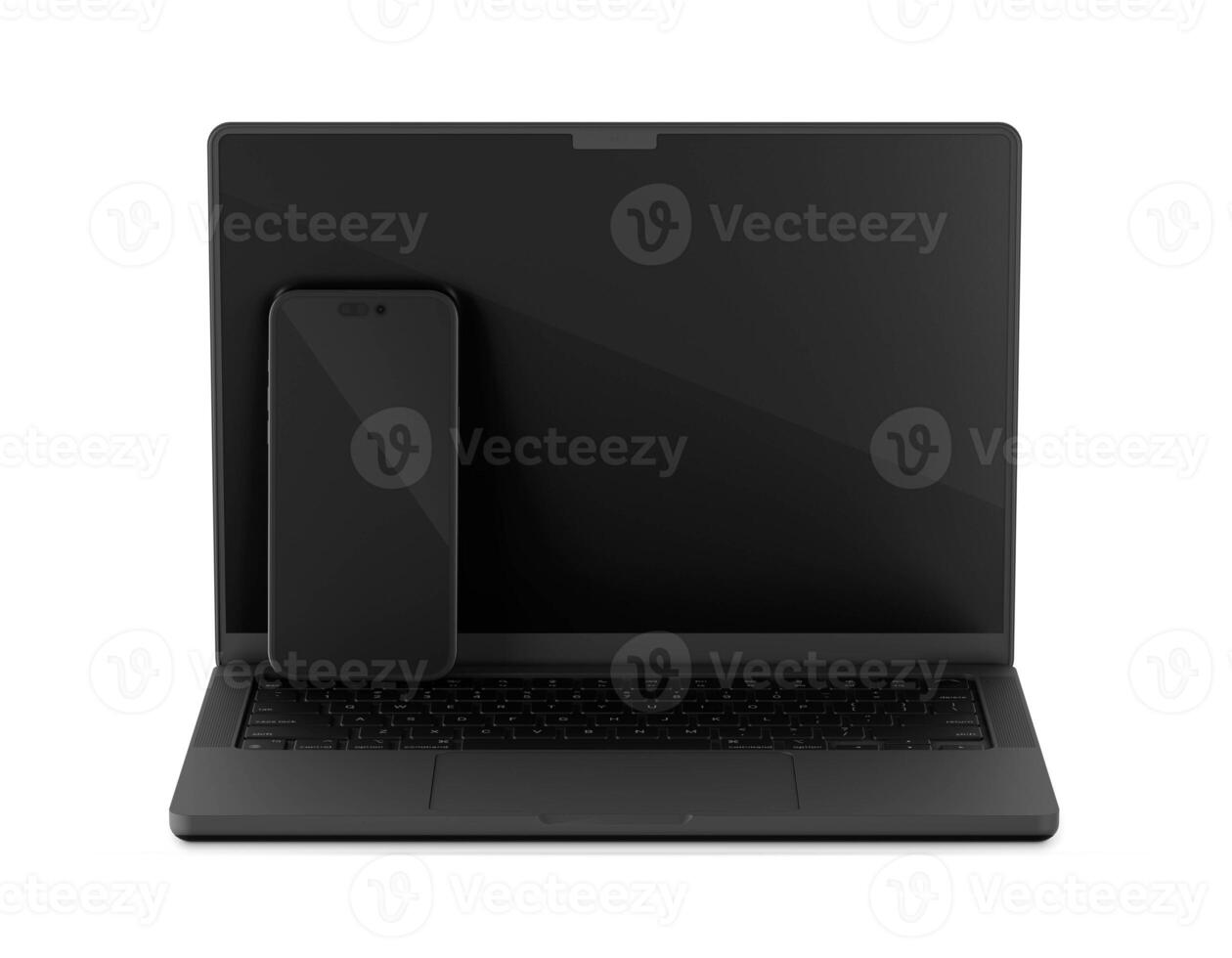 Laptop and Smartphone on white background photo