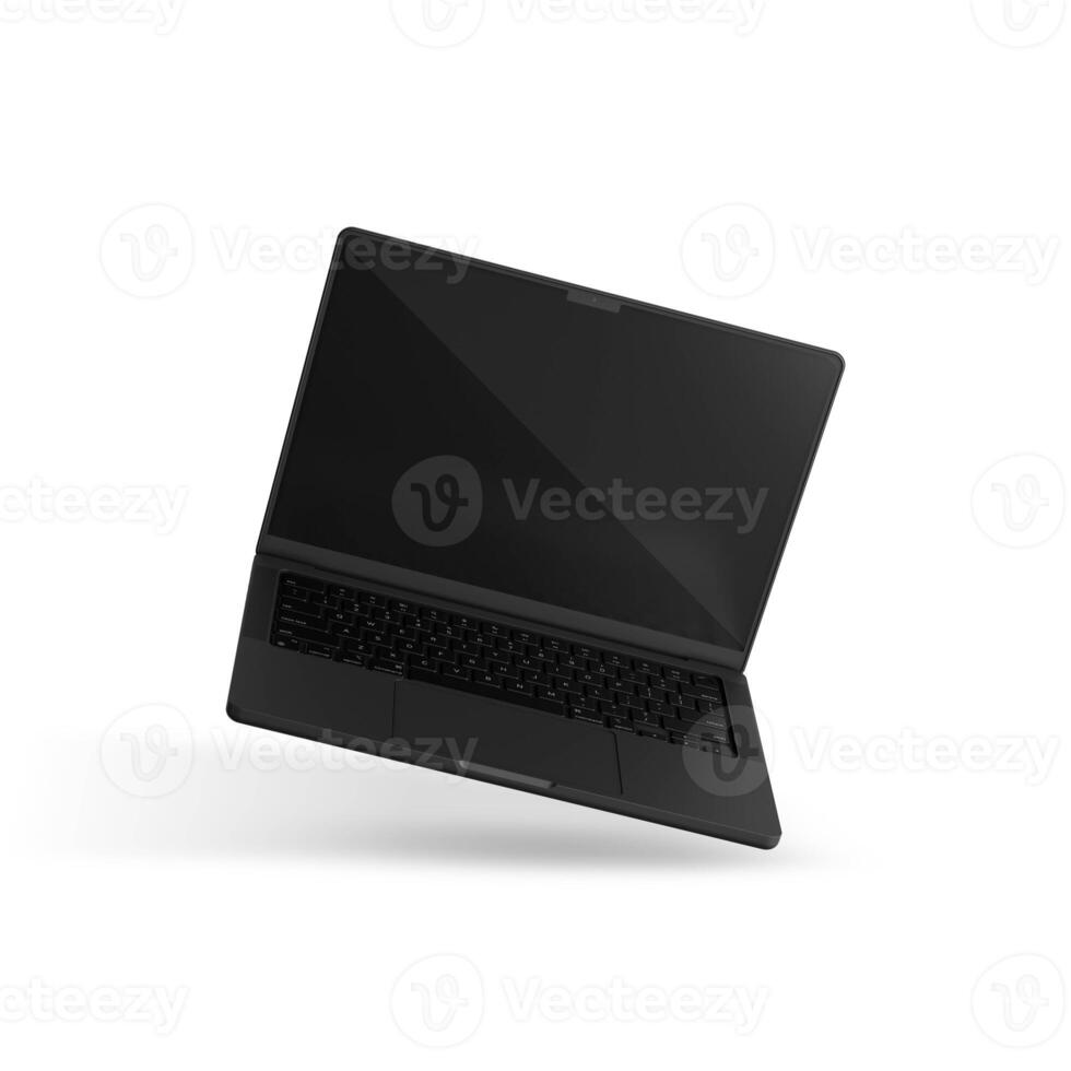 Laptop Flyind on white background photo