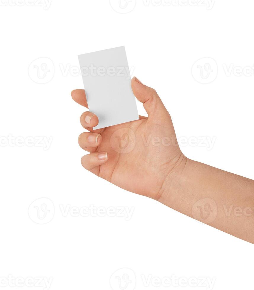 Business Card Woman on white background photo