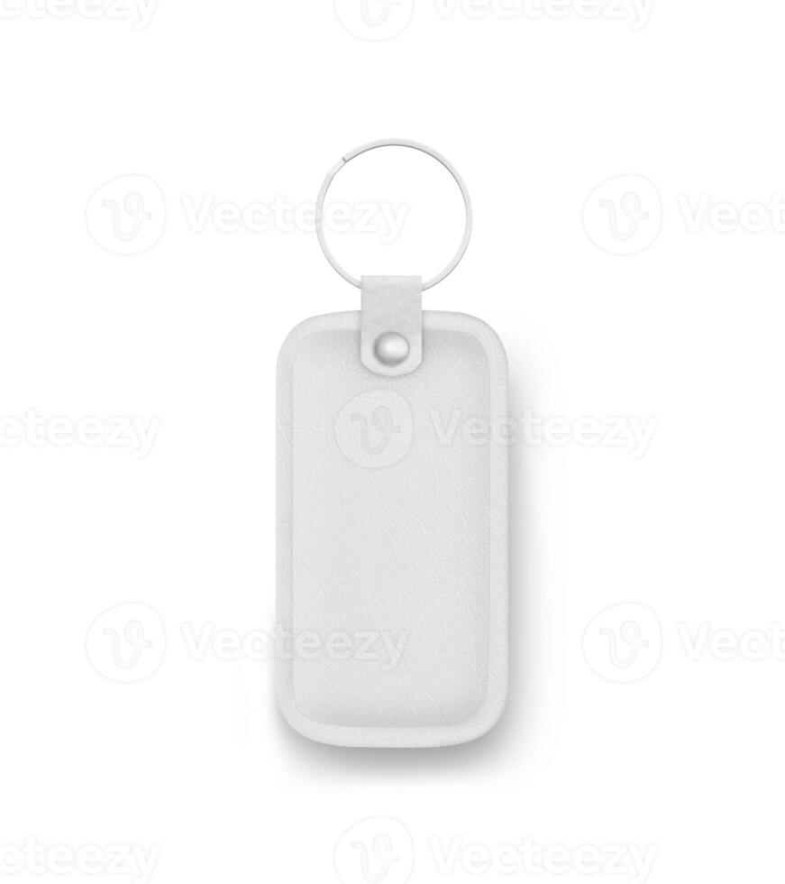 Leather Keychain on white background photo