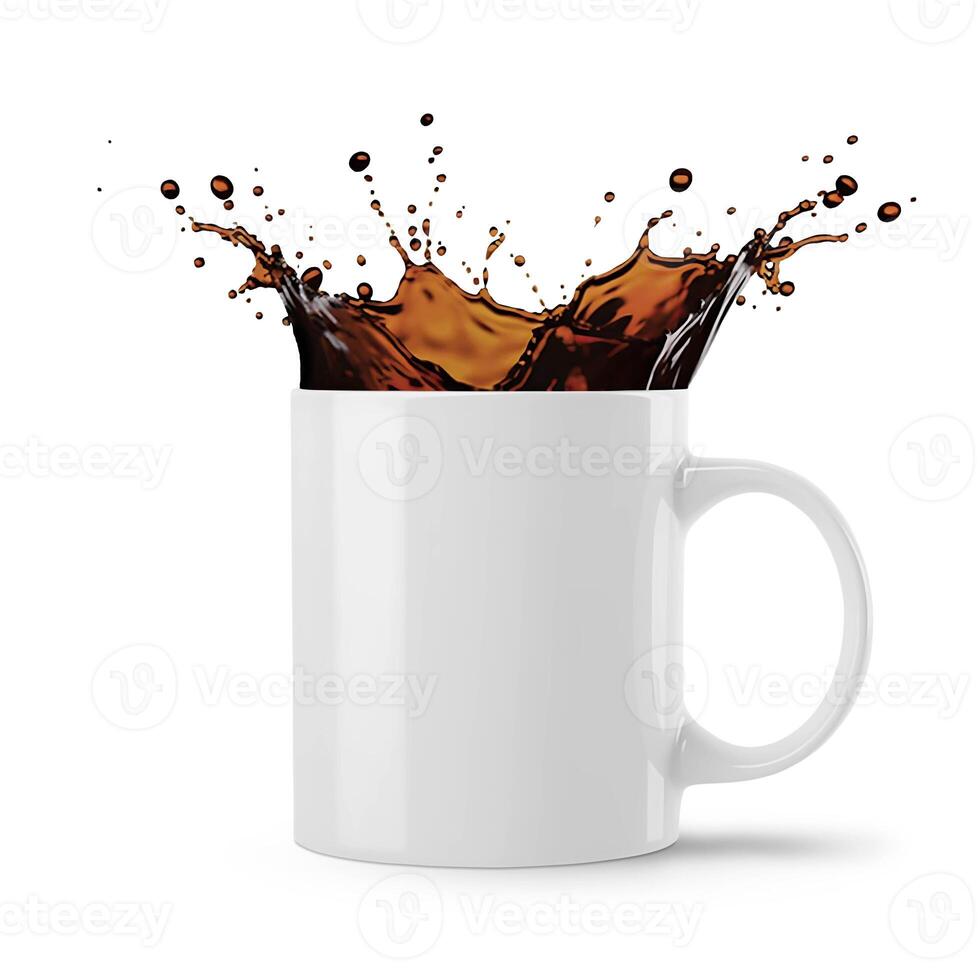 mug with splash on white background photo