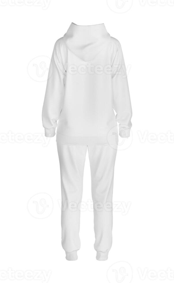 women's hoodie and sweatpants set back view on white background photo