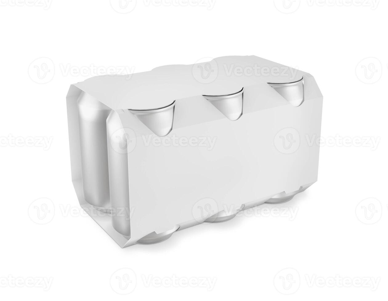 Pack 6 Cans on white background photo