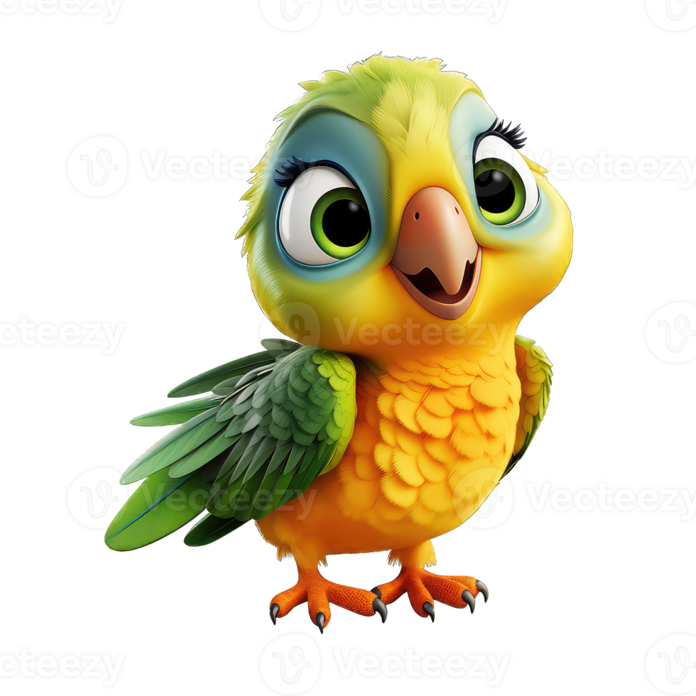 cute colorful parrot isolated on a Transparent background png