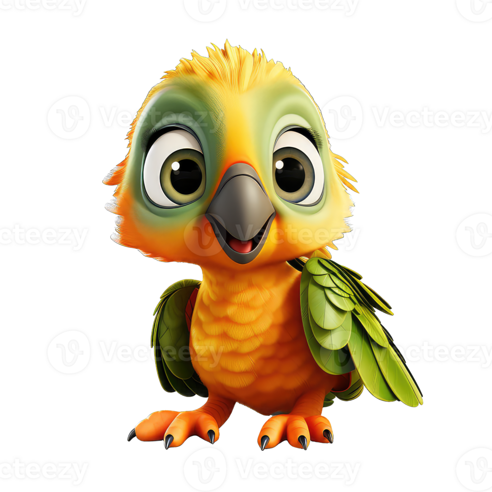 cute colorful parrot isolated on a Transparent background png