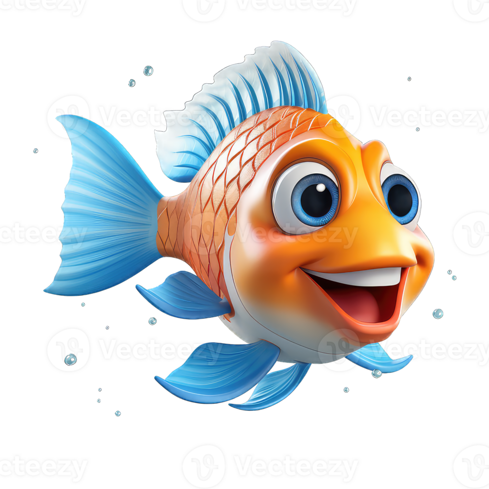 Flatfish cartoon character on Transparent Background png