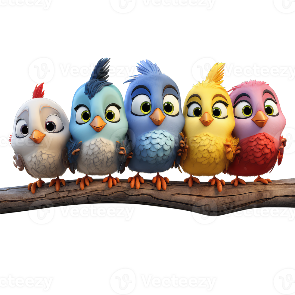 Finches cartoon character on Transparent Background png