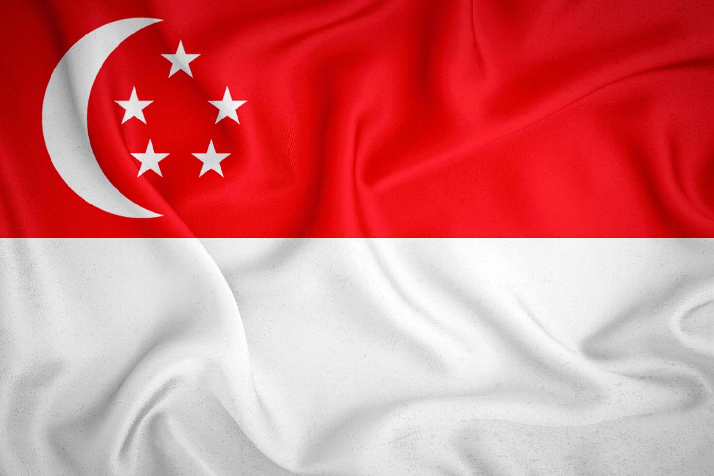 Singapore flag background. Singapore flag with fabric texture photo