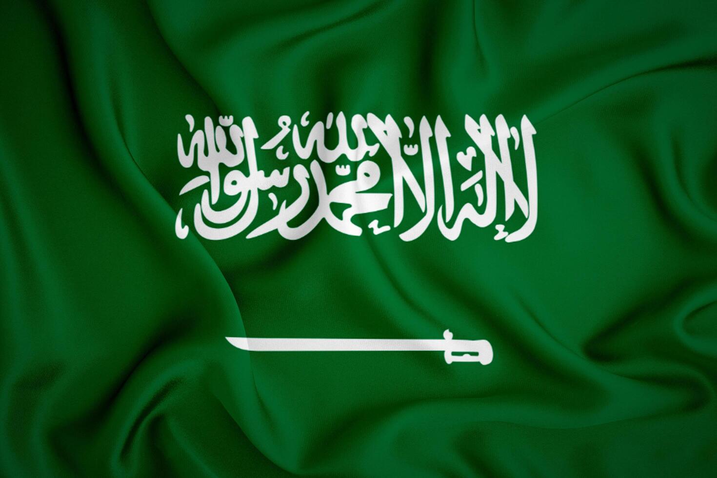 Saudi Arabia flag background. 3D wave illustration effect. photo