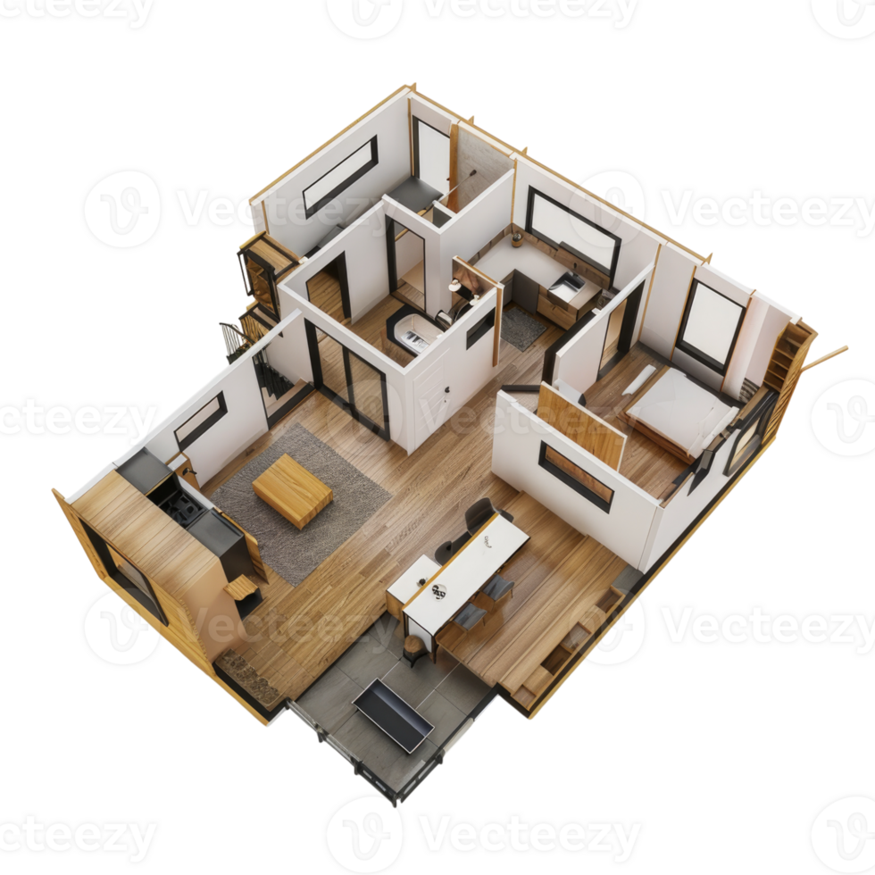 3d Building Floor Plan isolated on transparent background png