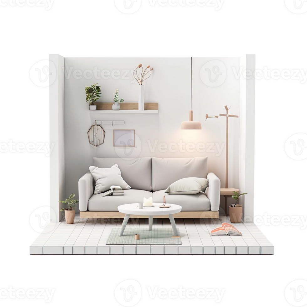 3d pequeño vivo habitación sin antecedentes png