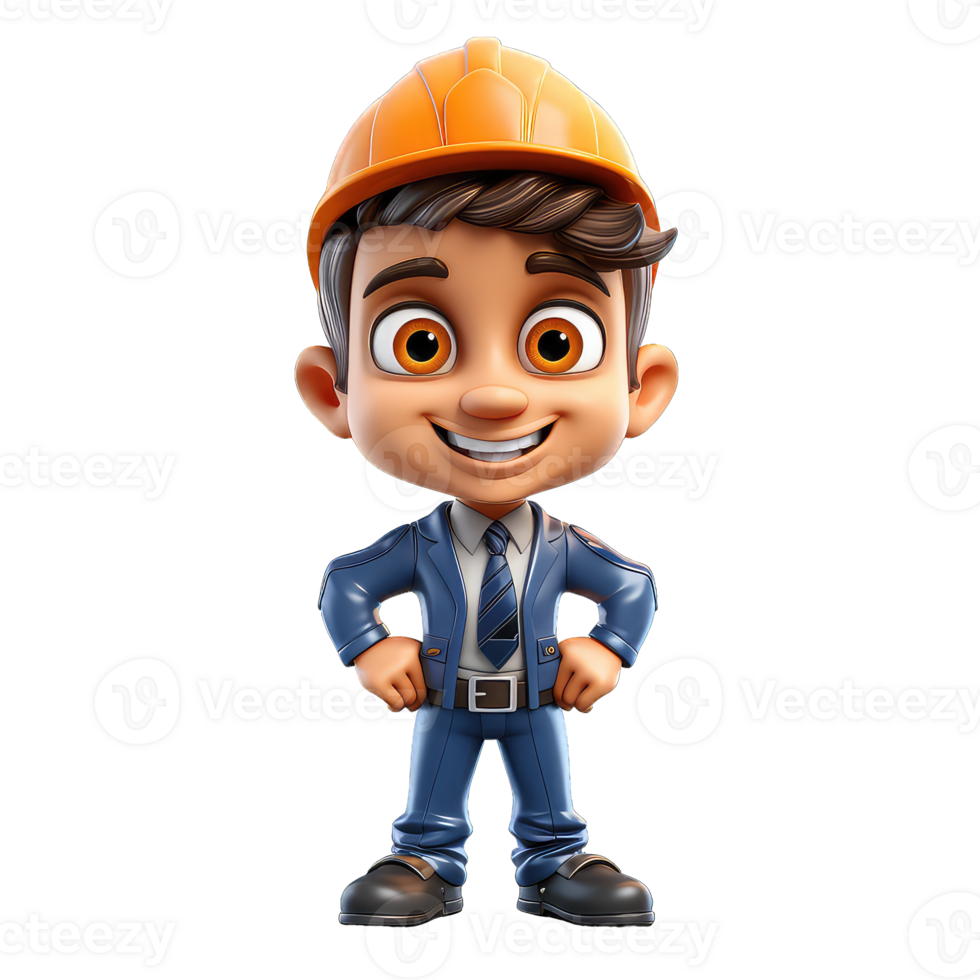 engineering cartoon character on Transparent Background png