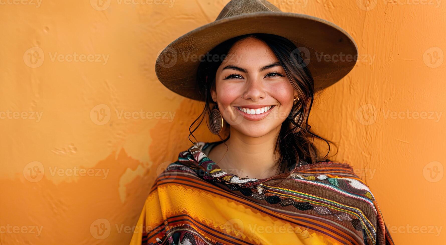 Woman Wearing Hat and Scarf. photo
