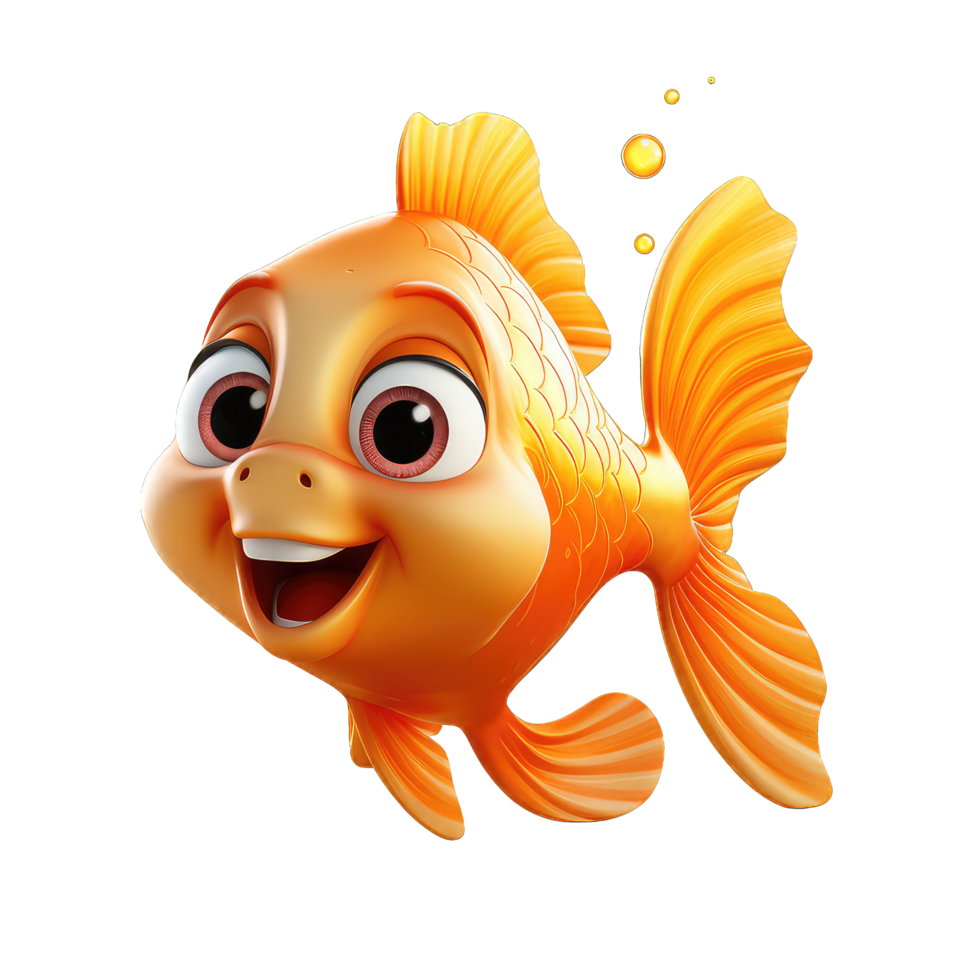 Gold Fish cartoon character on Transparent Background png