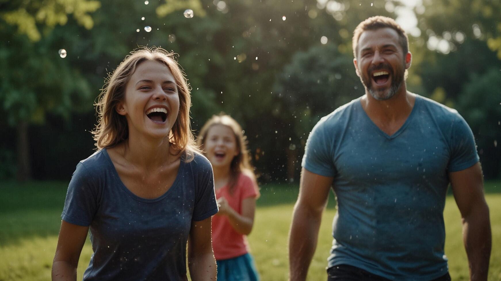 a family is having fun in the park photo