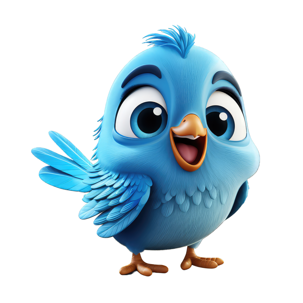 3d cartoon cute bird, Bluebird on transparent background png