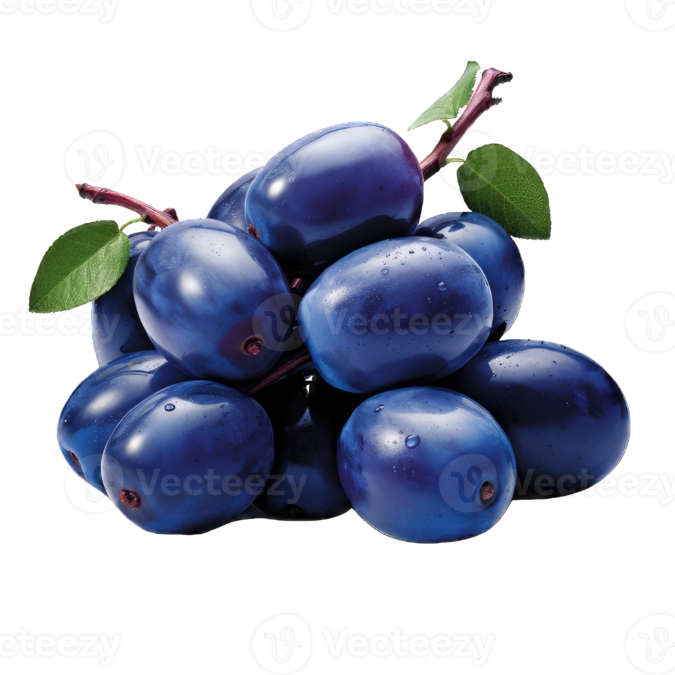 Blueberry with leave on transparent Background png