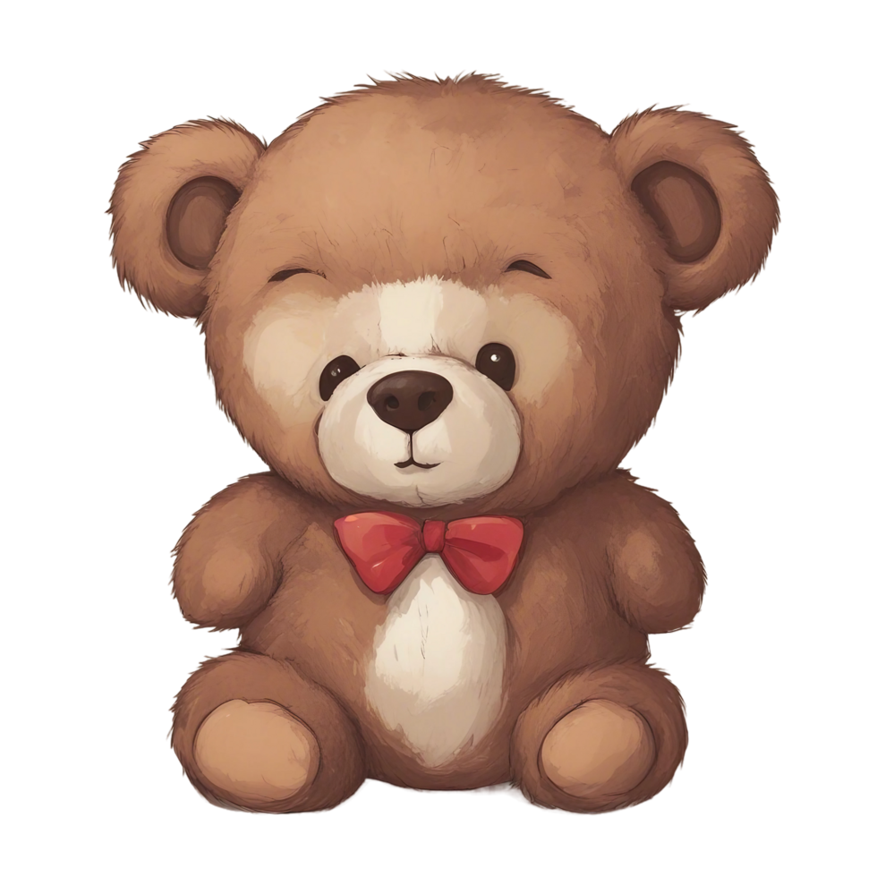 a teddy bear with a red bow tie on its head with transparent background png