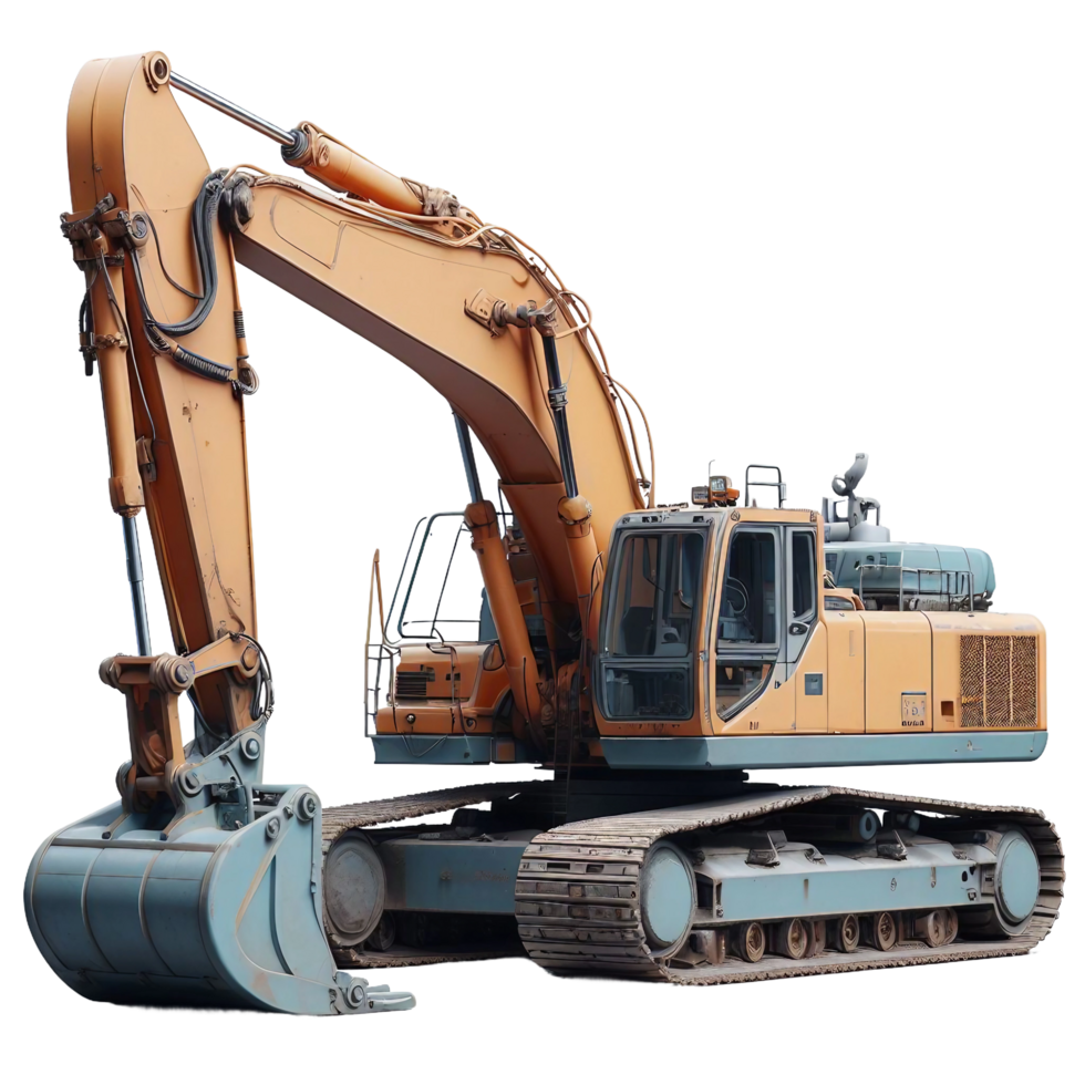 a large excavator on transparent background png