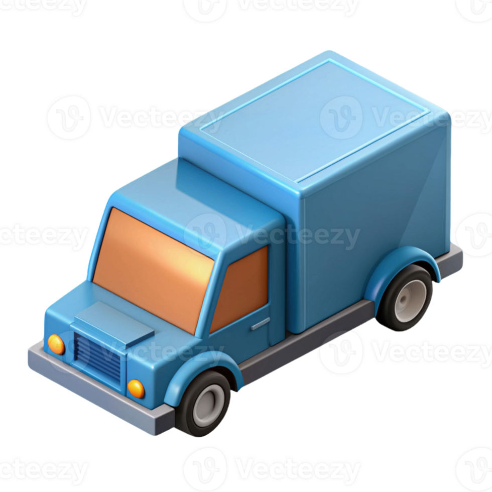3d isometric icon of cargo truck, box truck png