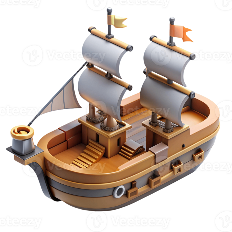 3d isometric icon of pirates ship png