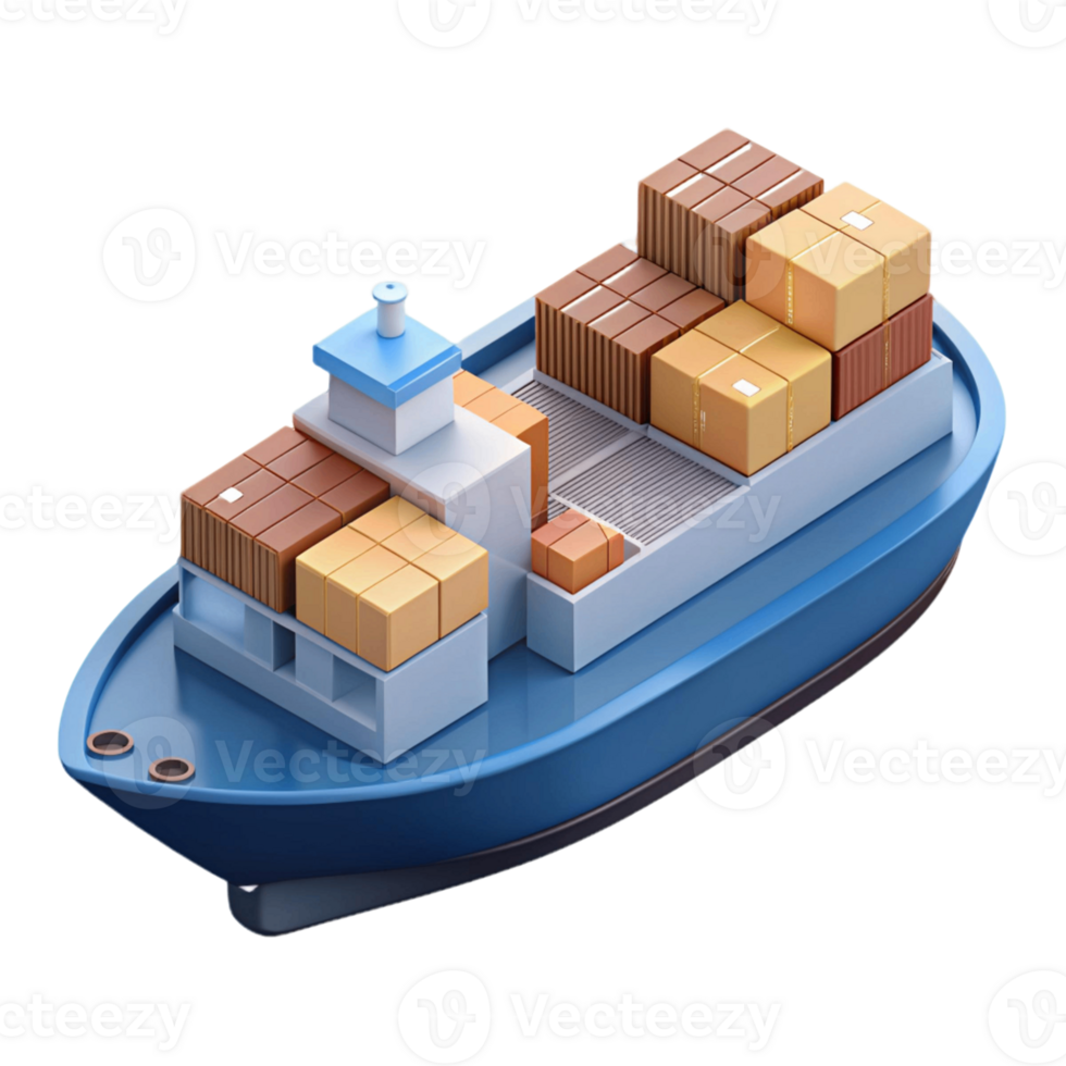 3d isométrique icône de cargaison navire png