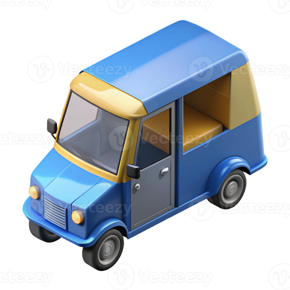 3d isometric icon of bajaj rickshaw png