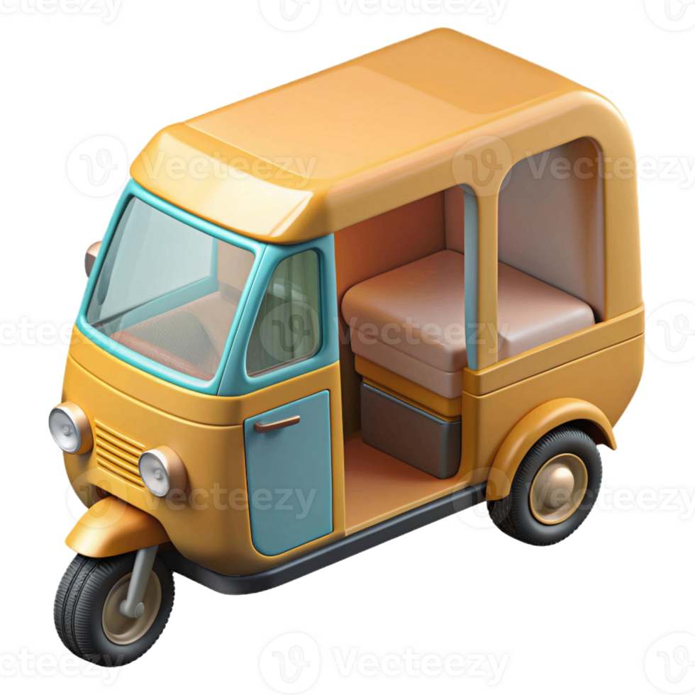 3d isometric icon of bajaj rickshaw png