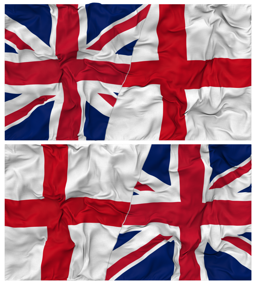 England and United Kingdom Half Combined Flags Background with Cloth Bump Texture, Bilateral Relations, Peace and Conflict, 3D Rendering png