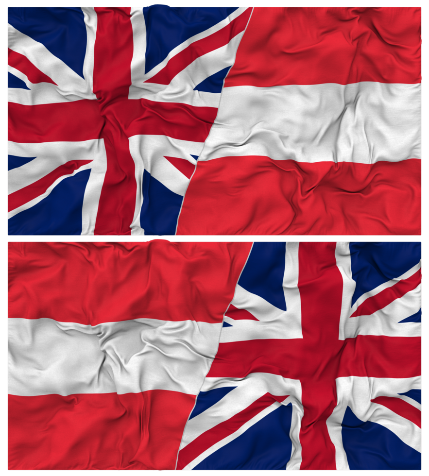 Austria and United Kingdom Half Combined Flags Background with Cloth Bump Texture, Bilateral Relations, Peace and Conflict, 3D Rendering png