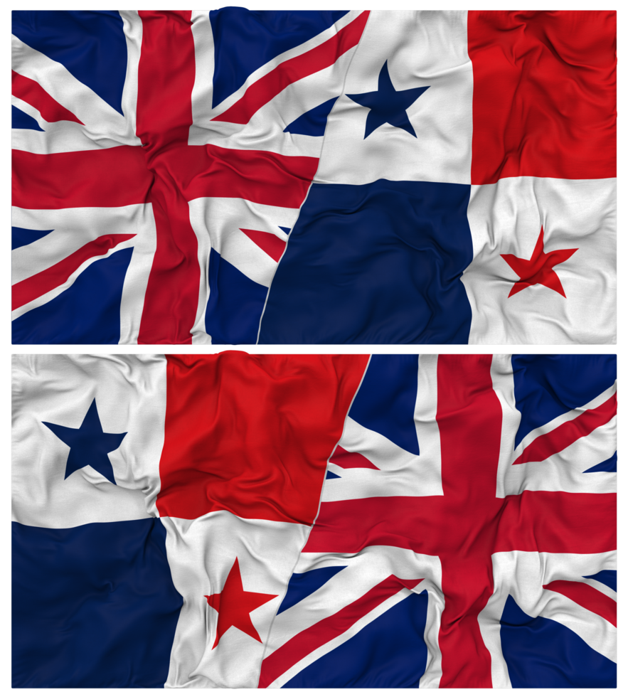 Panama and United Kingdom Half Combined Flags Background with Cloth Bump Texture, Bilateral Relations, Peace and Conflict, 3D Rendering png